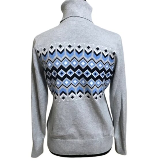 L.L.Bean Women's Cotton/Cashmere Sweater, Turtleneck Intarsia Size Small Petite - Picture 4 of 9